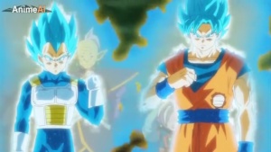 Quem diria hein Goku Super Sayajin Blue ajudando o Vegeta